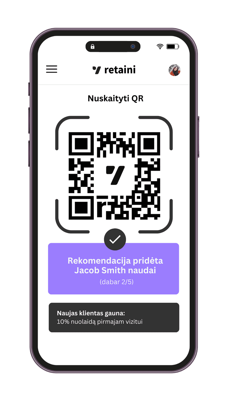 Klientas dalijasi, naujas lankytojas atvyksta